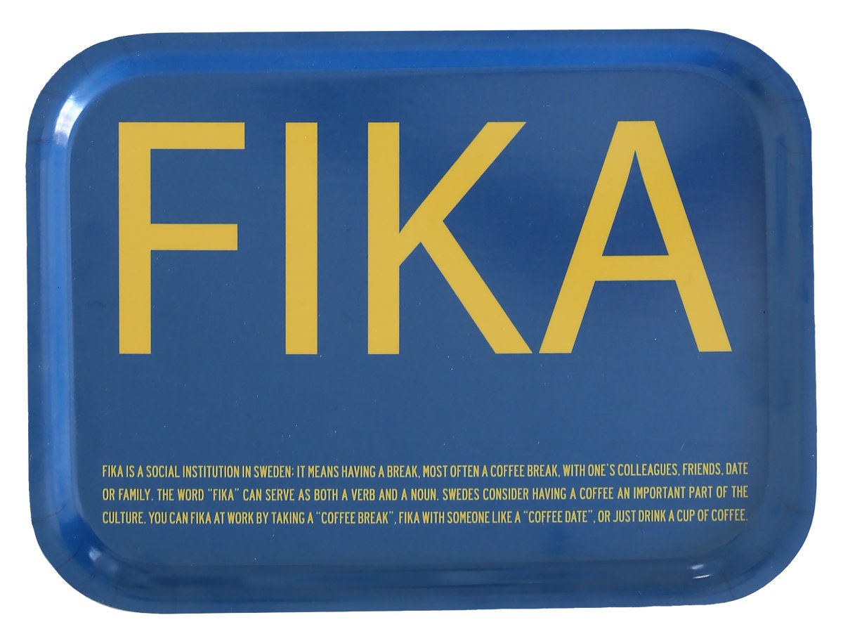 Frukostbricka FIKA Blå & Gul med engelsk text under - Bild 2