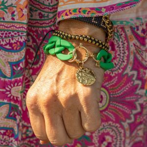 Armband – Bred kedja – Grön