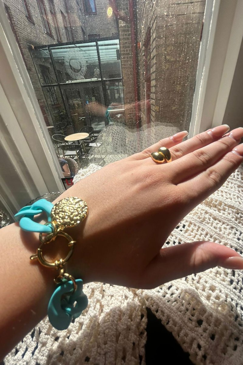 Armband – Bred kedja – Aqua