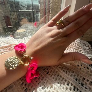 Armband – Bred kedja – Rosa