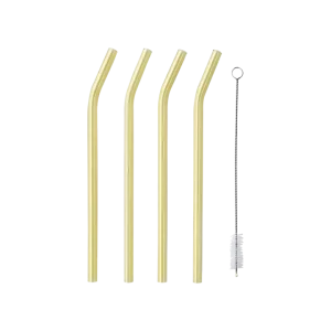 Cocktail sugrör gul 4-pack glas