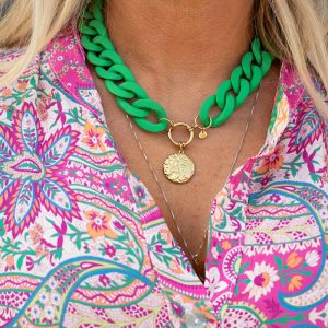Halsband – Bred kedja – Grön