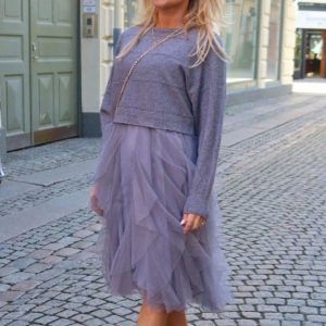 Amber – Tyllklänning  & tröja set – Grå