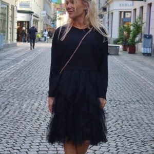 Amber – Tyllklänning  & tröja set – Svart
