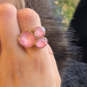 Ring – Tre stenar – Stainless steel – Rosa