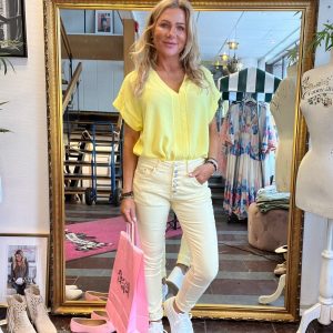 Jeans med blingknappar 98738 – Gul